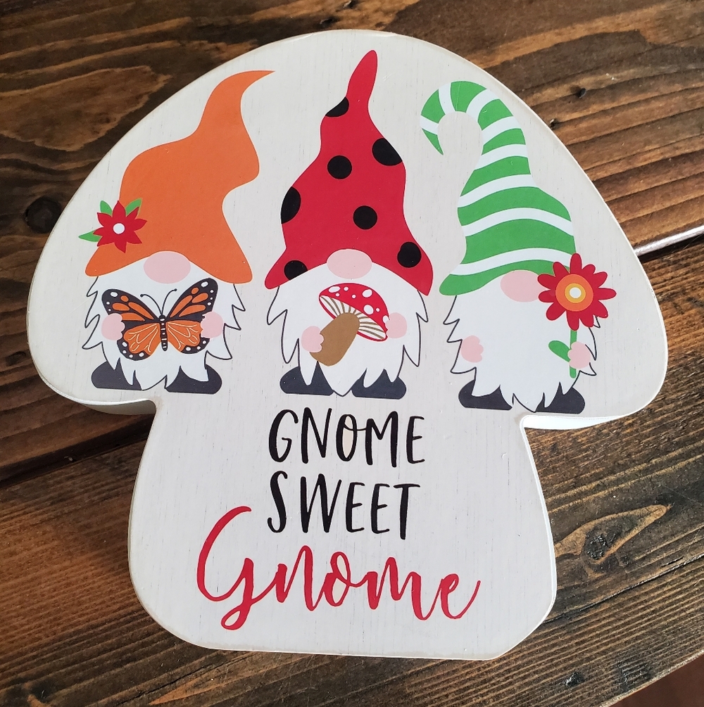 Gnome Sweet Gnome Block Sign